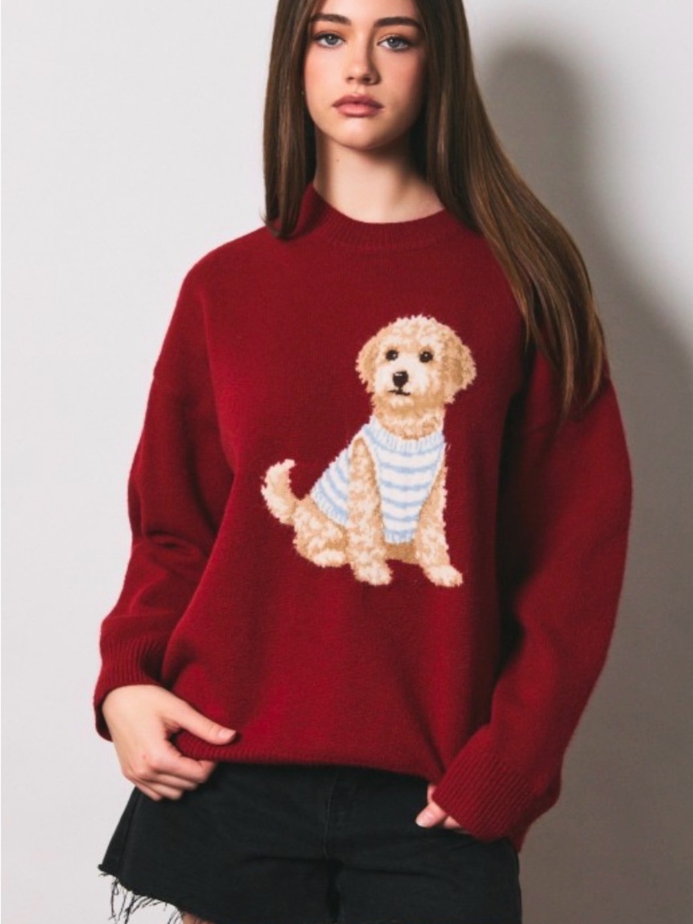 362 Golden Doodle Red Dog-Graphic Crewneck Sweater - Picture 3 of 7